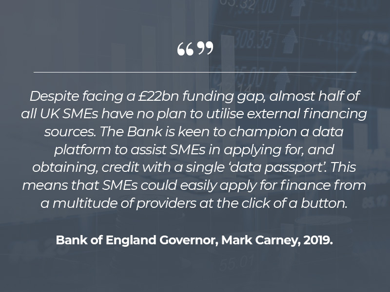 A quote relating to SME finance from Mark Carney in 2019, then Governor of the Bank of England