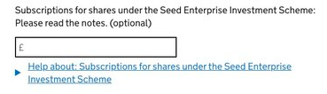 The part of the self assessment form where you state how many shares you subscribed to under the Seed Enterprise Investment Scheme.