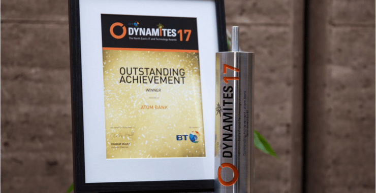 Atom Bank's 'Outstanding Achievement' award at the Dynamites 17 Awards 
