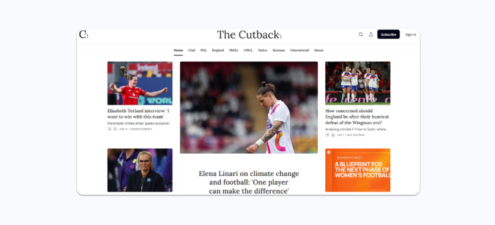 The Cutback portfolio page - website page. 